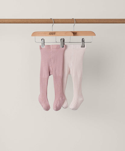 Mamas & Papas Cable Knit Tights (2 Pack) - Pink/Cream