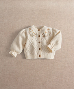 Mamas & Papas Cardigan Cable Knit & Floral Embroidered Cardigan