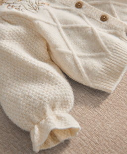 Mamas & Papas Cardigan Cable Knit & Floral Embroidered Cardigan