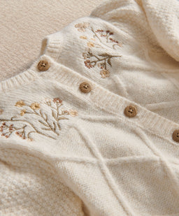 Mamas & Papas Cardigan Cable Knit & Floral Embroidered Cardigan