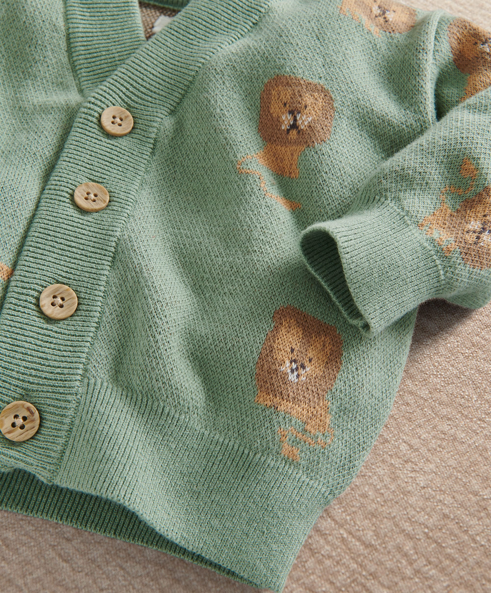 Mamas &amp; Papas Cardigan Lion Knit Cardigan with long Sleeves
