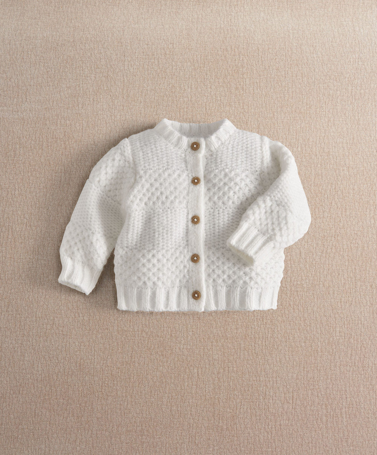 Mamas & Papas Cardigan White Textured Cable Knit Cardigan