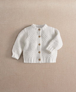 Mamas & Papas Cardigan White Textured Cable Knit Cardigan