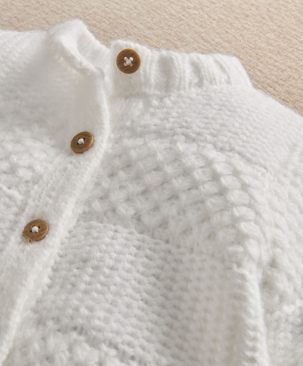 Mamas &amp; Papas Cardigan White Textured Cable Knit Cardigan