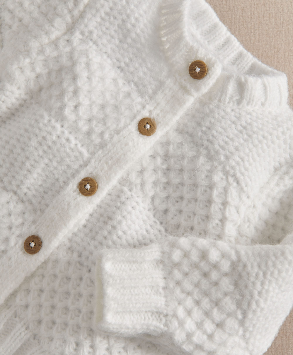 Mamas &amp; Papas Cardigan White Textured Cable Knit Cardigan