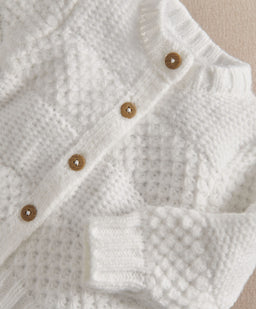 Mamas & Papas Cardigan White Textured Cable Knit Cardigan