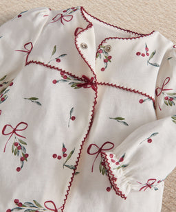 Mamas & Papas Christmas Berry Bow Print All In One