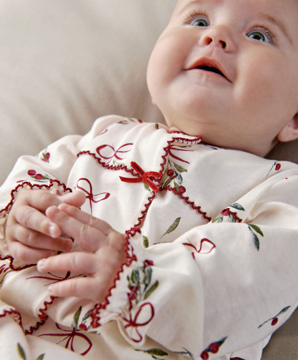 Mamas &amp; Papas Christmas Berry Bow Print All In One