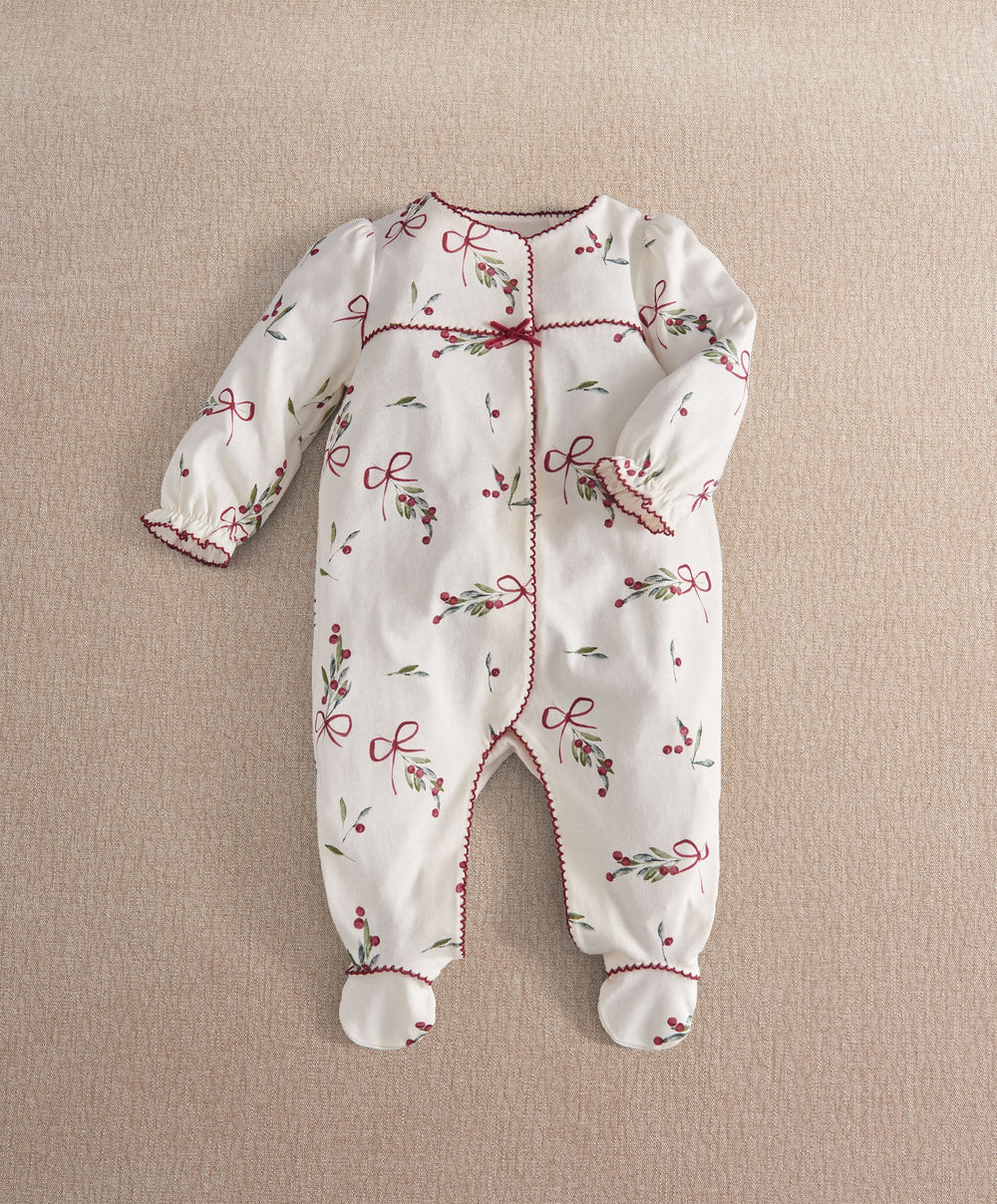 Mamas &amp; Papas Christmas Berry Bow Print All In One
