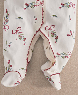 Mamas & Papas Christmas Berry Bow Print All In One