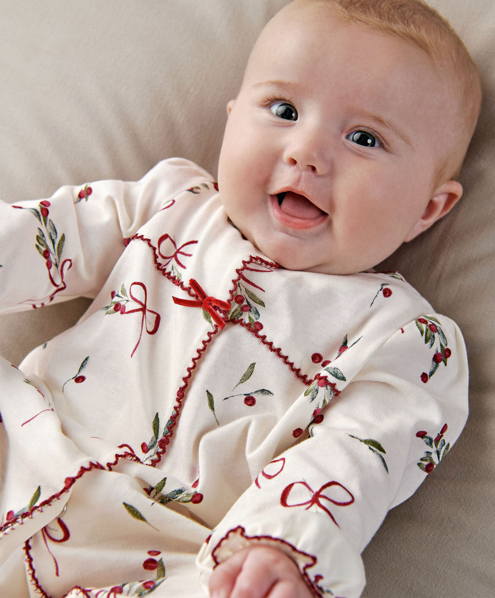 Mamas &amp; Papas Christmas Berry Bow Print All In One