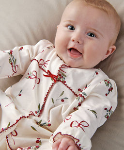Mamas & Papas Christmas Berry Bow Print All In One