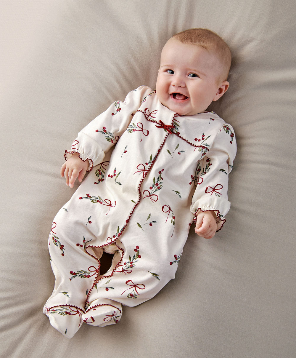 Mamas &amp; Papas Christmas Berry Bow Print All In One