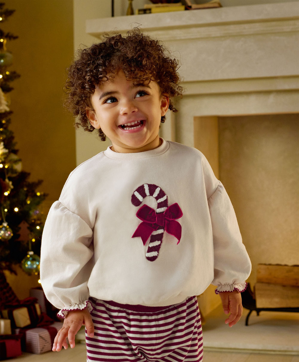 Mamas &amp; Papas Christmas Candy Cane Sweatshirt