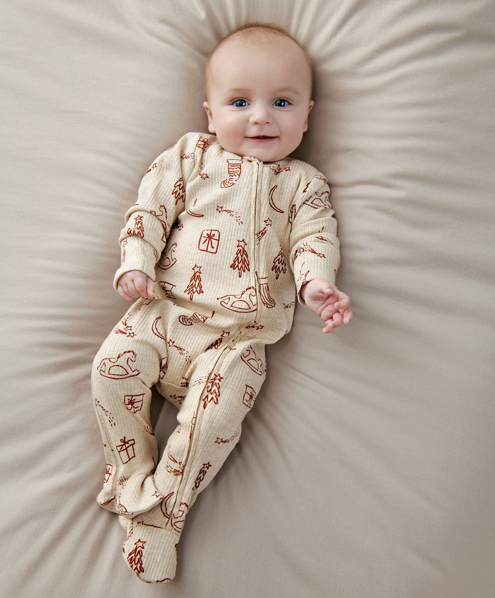 Mamas &amp; Papas Christmas Printed  Zip Sleepsuit