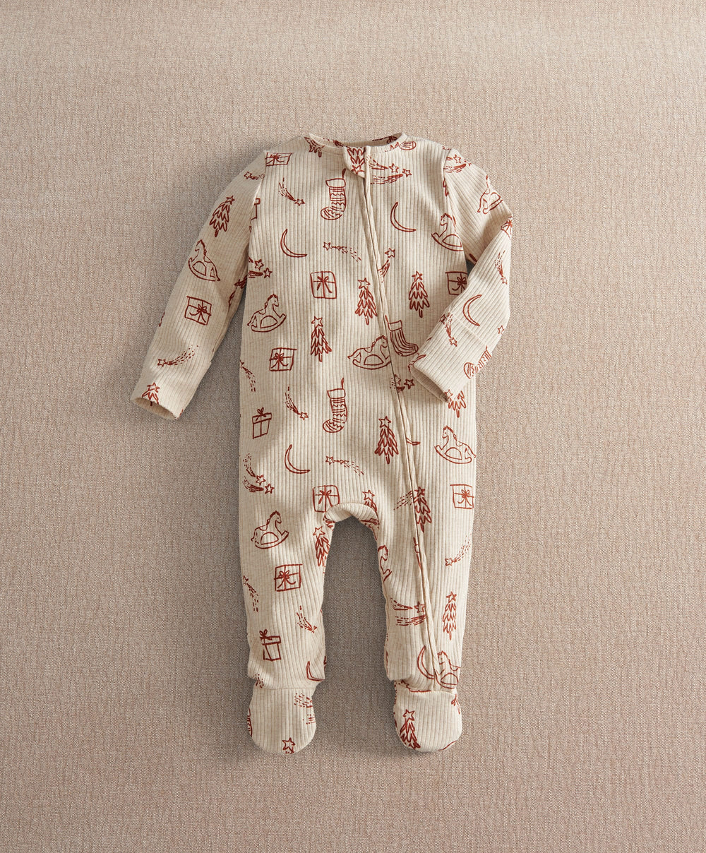Mamas &amp; Papas Christmas Printed  Zip Sleepsuit