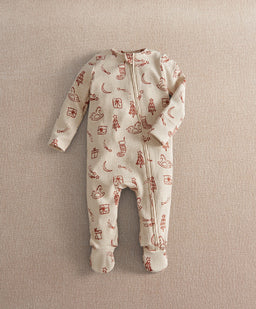 Mamas & Papas Christmas Printed  Zip Sleepsuit