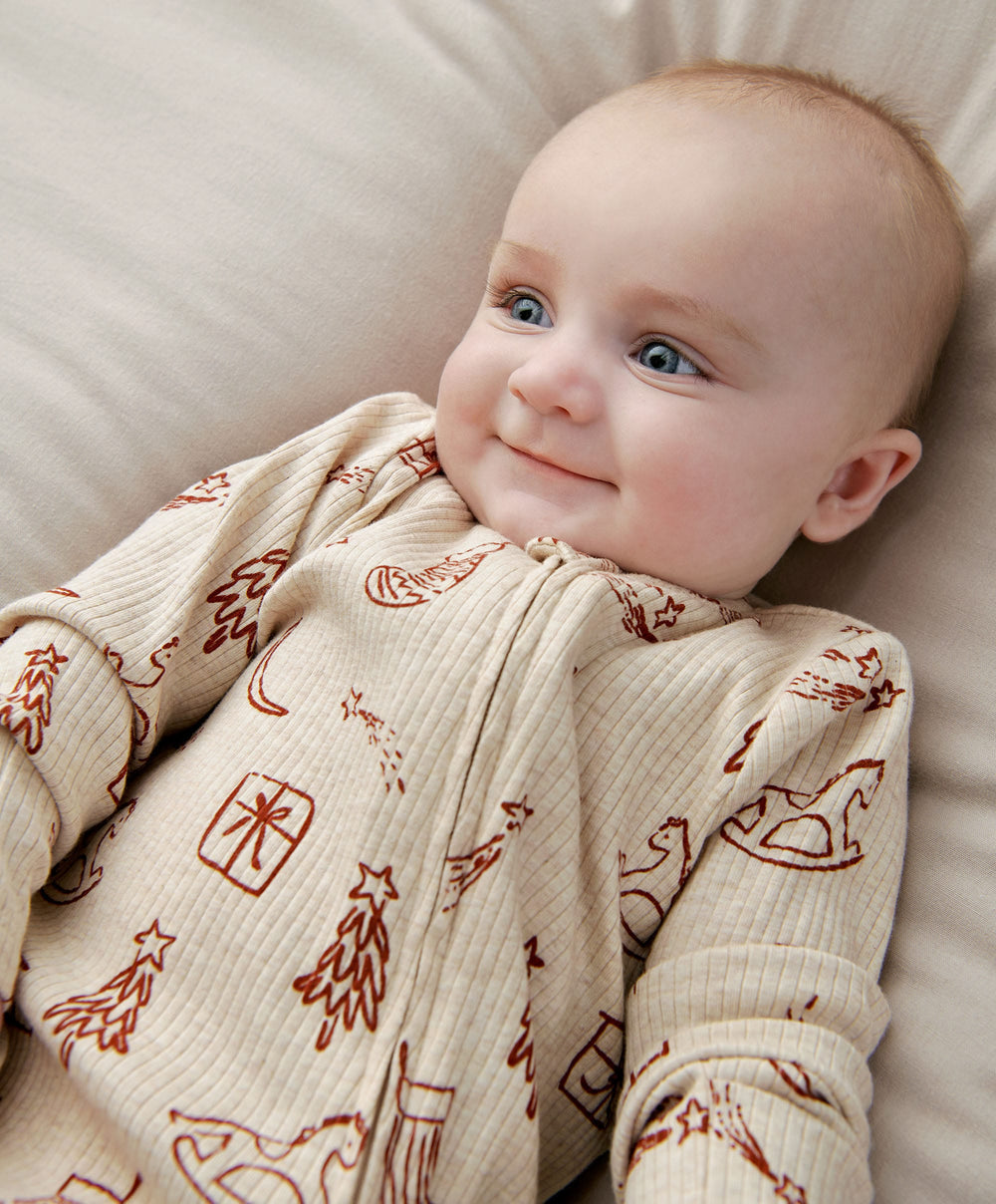 Mamas &amp; Papas Christmas Printed  Zip Sleepsuit