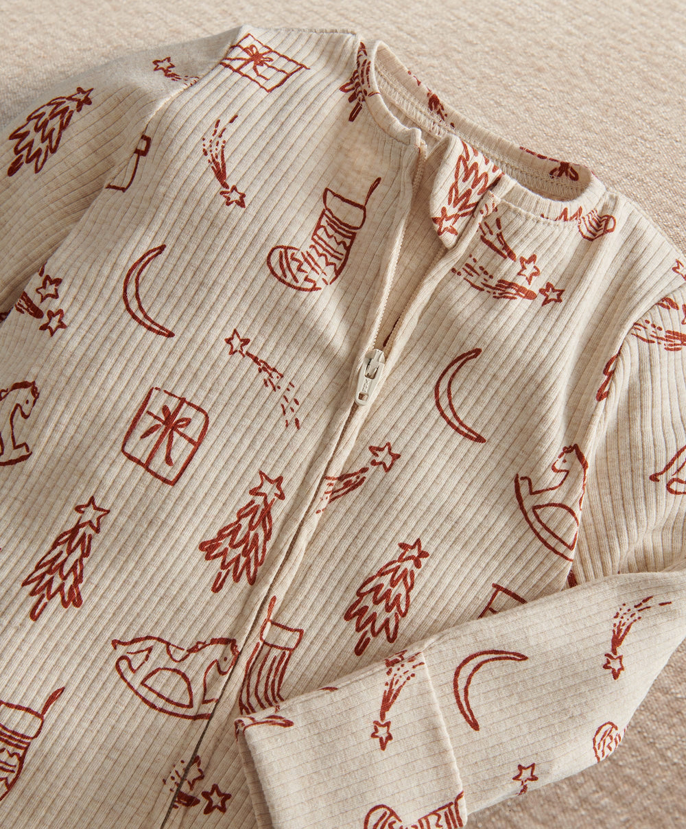 Mamas &amp; Papas Christmas Printed  Zip Sleepsuit