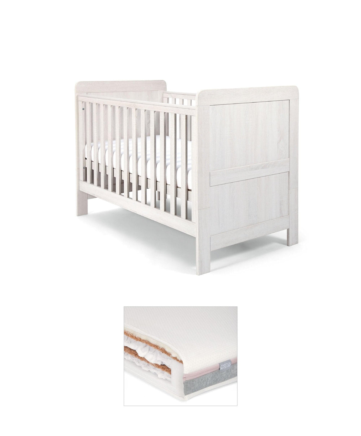 Mamas & Papas Cotbed Bundles Atlas Cotbed & Luxury Hybrid Twin Mattress Bundle - Nimbus White