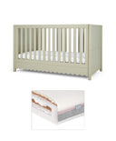 Mamas & Papas Cotbed Bundles Eryn Cotbed with Luxury Hybrid Twin Cotbed Mattress - Willow Green
