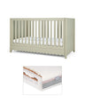 Mamas & Papas Cotbed Bundles Eryn Cotbed with Luxury Hybrid Twin Cotbed Mattress - Willow Green