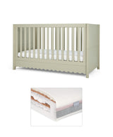 Mamas & Papas Cotbed Bundles Eryn Cotbed with Luxury Hybrid Twin Cotbed Mattress - Willow Green