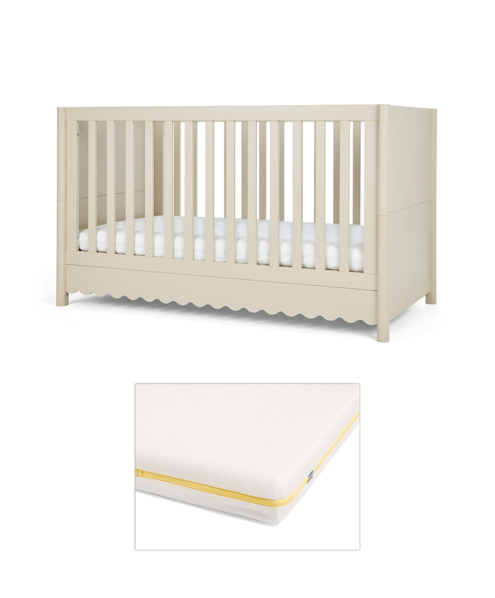 Mamas &amp; Papas Cotbed Bundles Eryn Cotbed with Signature Airflow Pocket Spring Cotbed Mattress - Cashmere