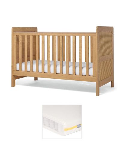 Mamas & Papas Cotbed Bundles Esna Cotbed & Essential Airflow Pocket Spring Cotbed Mattress Bundle - Rattan