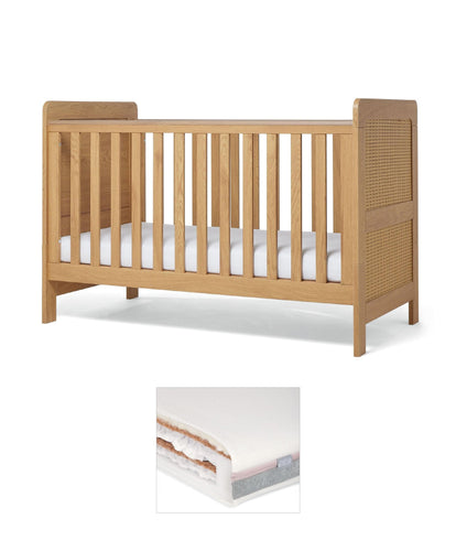 Mamas & Papas Cotbed Bundles Esna Cotbed & Luxury Hybrid Twin Cotbed Mattress - Rattan