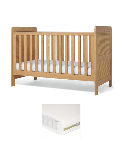 Mamas & Papas Cotbed Bundles Esna Cotbed & Premium Pocket Spring Cotbed Mattress Bundle - Rattan