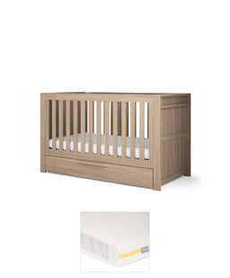 Mamas & Papas Cotbed Bundles Franklin Cotbed & Essential Airflow Pocket Spring Mattress Bundle - Oak