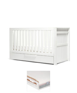 Mamas & Papas Cotbed Bundles Franklin Cotbed & Luxury Hybrid Twin Mattress Bundle - White Wash