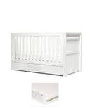 Mamas & Papas Cotbed Bundles Franklin Cotbed & Premium Pocket Spring Mattress Bundle - White Wash