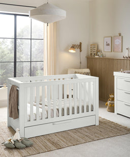 Mamas & Papas Cotbed Bundles Franklin Cotbed & Premium Pocket Spring Mattress Bundle - White Wash