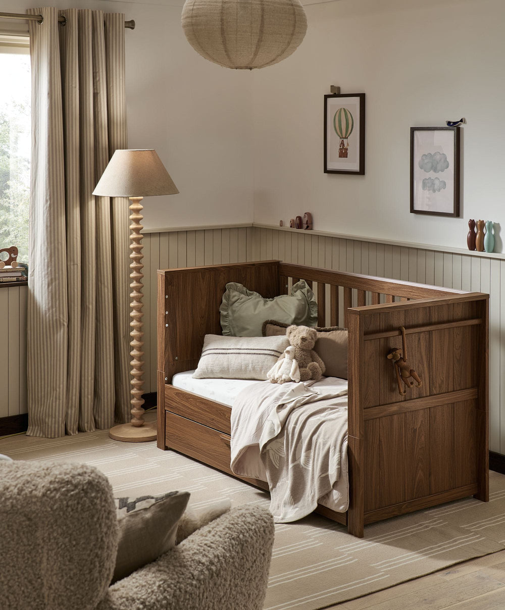 Mamas &amp; Papas Cotbed Bundles Franklin Cotbed with Premium Pocket Spring Cotbed Mattress - Walnut