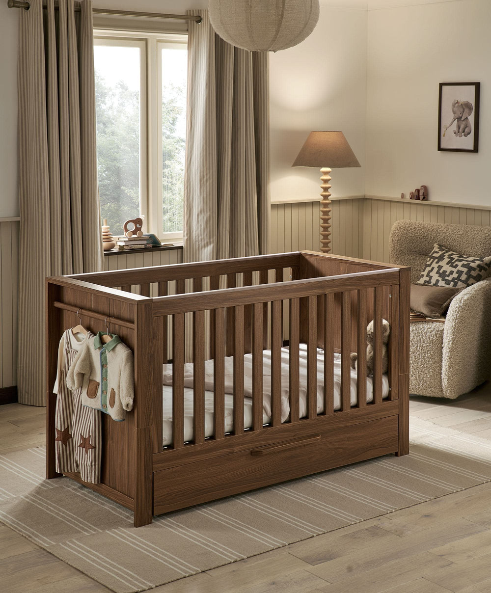 Mamas &amp; Papas Cotbed Bundles Franklin Cotbed with Signature Airflow Pocket Spring Cotbed Mattress - Walnut