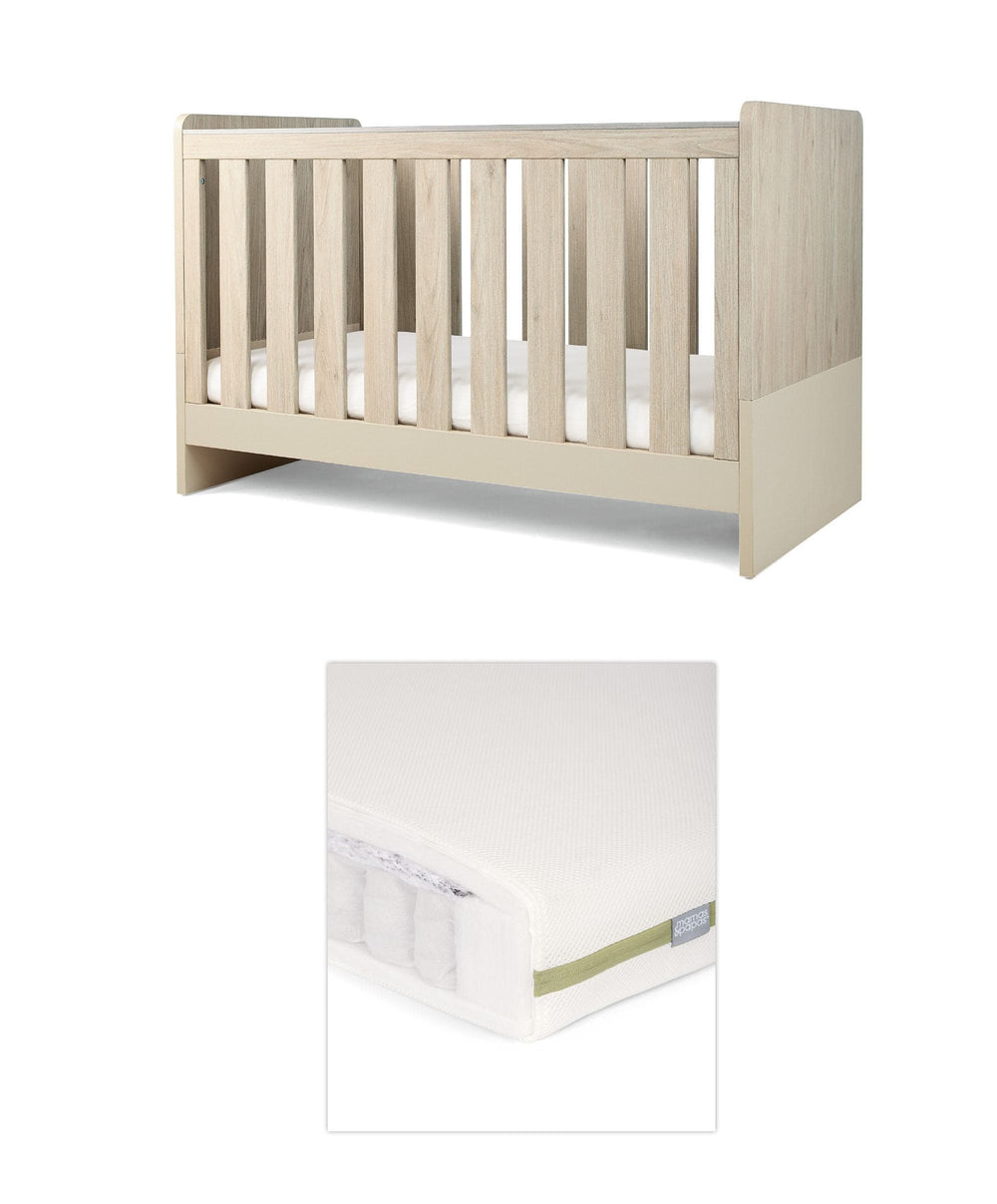 Mamas &amp; Papas Cotbed Bundles Litton Cotbed with Premium Pocket Spring Cotbed Mattress - Washed Oak