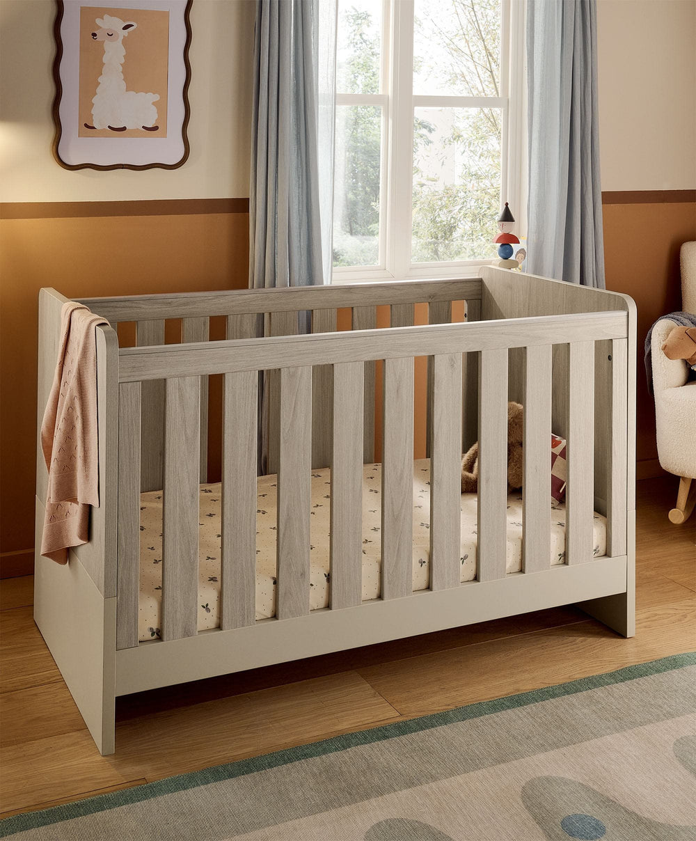 Mamas &amp; Papas Cotbed Bundles Litton Cotbed with Premium Pocket Spring Cotbed Mattress - Washed Oak