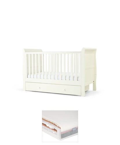 Mamas & Papas Cotbed Bundles Mia Cotbed & Luxury Hybrid Twin Mattress Bundle - White