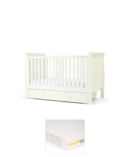 Mamas & Papas Cotbed Bundles Mia Cotbed & Premium Micro Motion Mattress Bundle - White