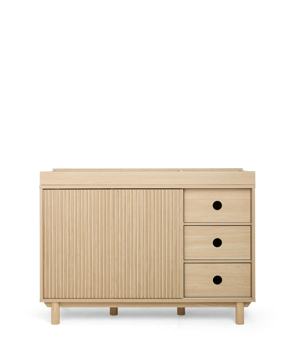 Mamas &amp; Papas Cotbed Bundles Oska Nursery Bundle With Wide Dresser Changer &amp; Lua Bedside Crib (6 Pieces) - Natural Oak
