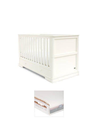Mamas & Papas Cotbed Bundles Oxford Cotbed & Luxury Hybrid Twin Mattress Bundle - White