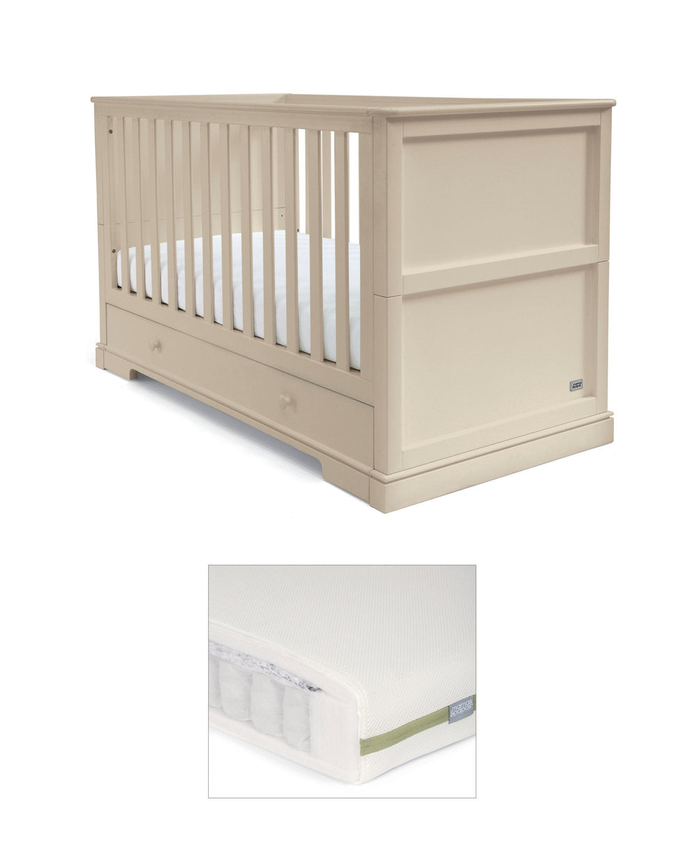 Mamas &amp; Papas Cotbed Bundles Oxford Cotbed &amp; Premium Pocket Spring Cotbed Mattress - Cashmere