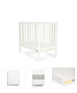 Mamas & Papas Cotbed Bundles Petite Cot Bundle with Essential Pocket Spring Mattress (4 Pieces) - Pure White
