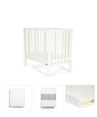 Mamas & Papas Cotbed Bundles Petite Cot Bundle with Essential Pocket Spring Mattress (4 Pieces) - Pure White