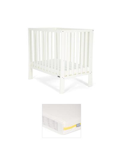 Mamas & Papas Cotbed Bundles Petite Cot Bundle with Essential Pocket Spring Mattress - Pure White