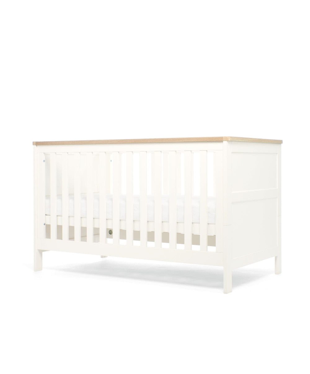 Mamas &amp; Papas Cotbed Bundles Wedmore 3 Piece Cotbed Range with Premium Dual Core Mattress - White/Oak