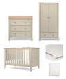 Mamas & Papas Cotbed Bundles Wedmore 3 Piece Small Cotbed Range With Premium Dual Core Mattress  - Cashmere/Oak