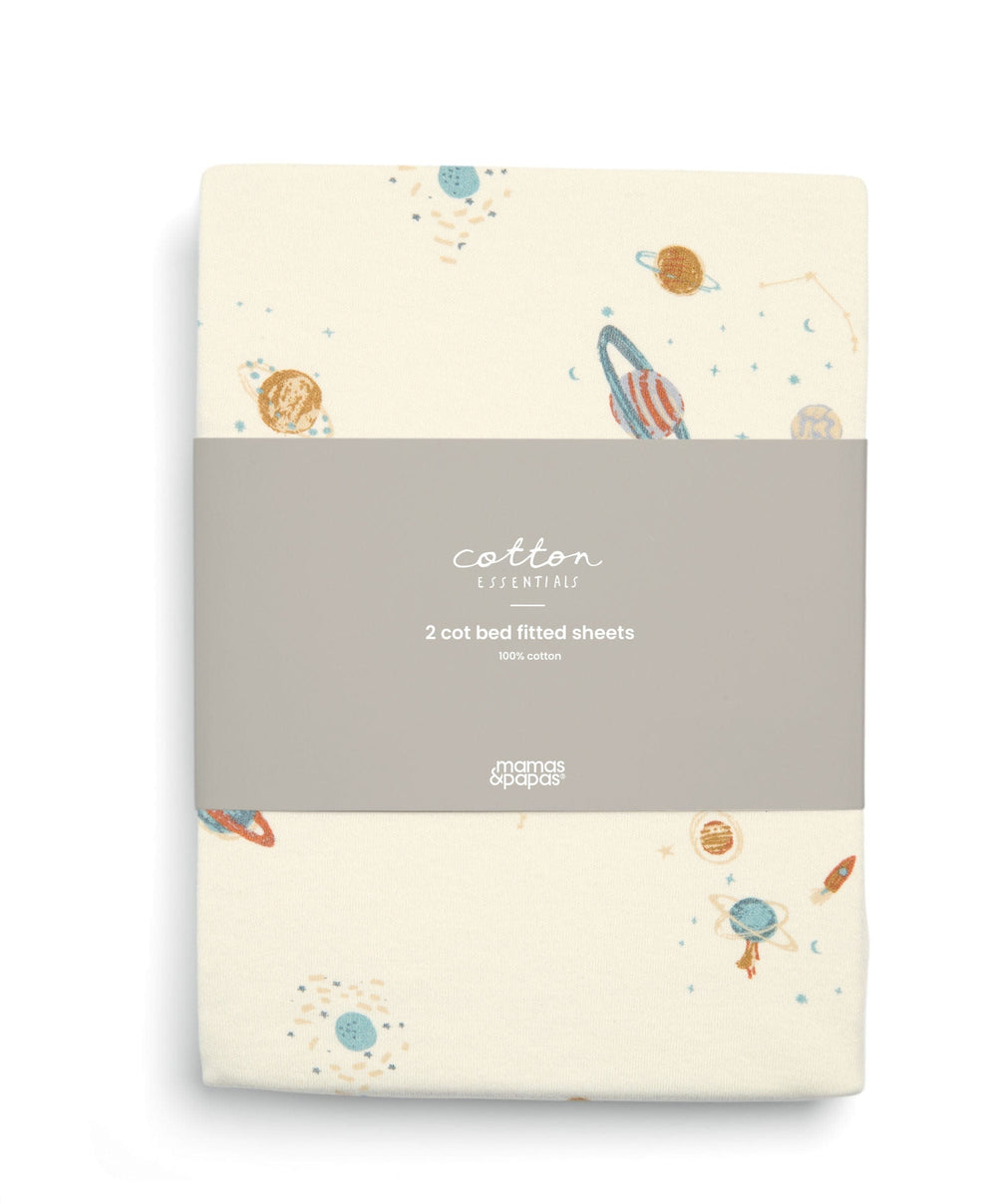 Mamas &amp; Papas Cotbed Fitted Sheets (2 Pack) - planet/blue star
